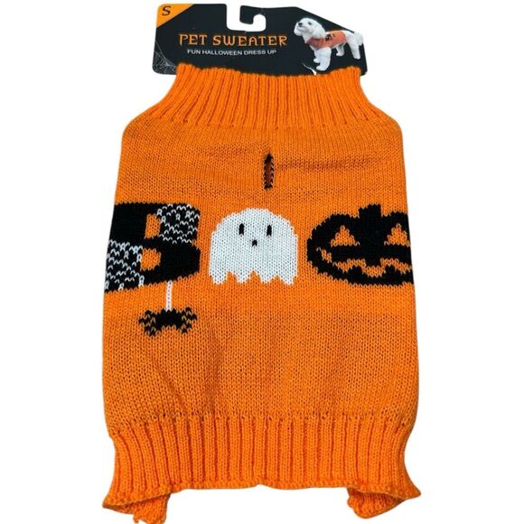 Dog Halloween Sweater Size Small NWT Boo Orange Puppy Pet Costume - Picture 1 of 6